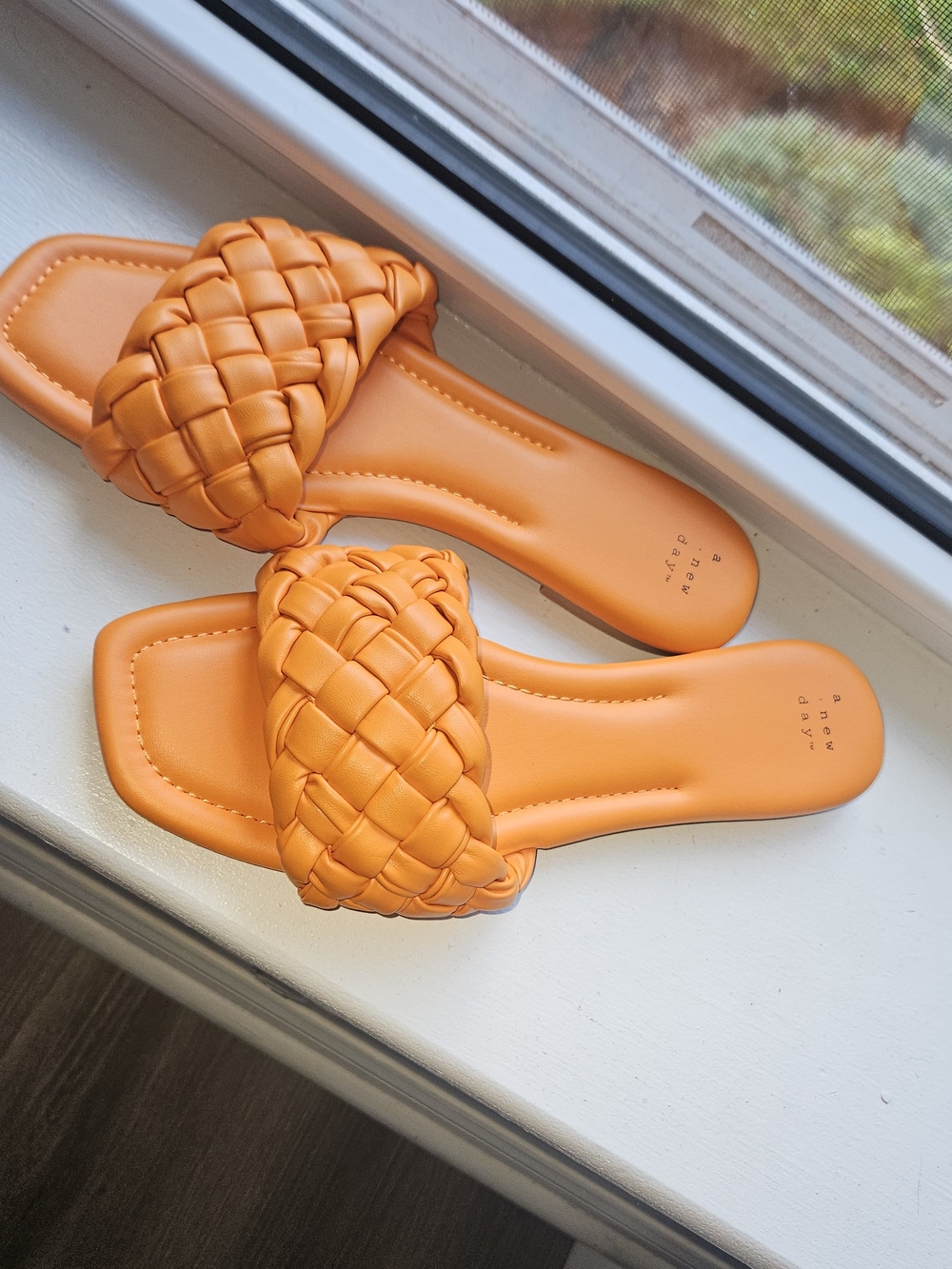 Women's Braided Slide Sandals in Orange